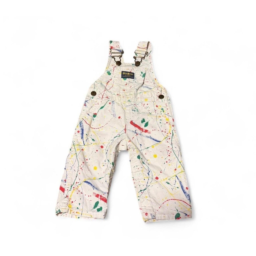 Vintage OshKosh B'Gosh Paint Splatter Overalls Toddler 12 Months USA